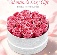 20 Mawar Asli Awet dalam Kotak Beludru Bulat, Hadiah Mawar Abadi untuk Hari Valentine, Hari Ibu, Ulang Tahun, dan Hari Jadi