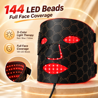 Masque facial et pour les lèvres à LED de luminothérapie rouge KKS, 576 LED, 8 couleurs, rajeunissement de la peau par photons, anti-âge, vibration, appareil de beauté portable