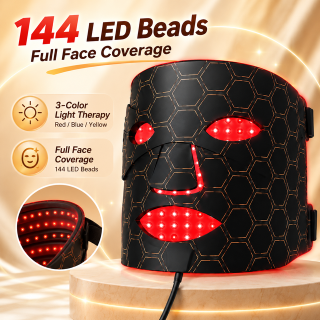 KKS Red Light Therapy LED Face Lips Mask 576 LEDs 8 Colors Photon Skin Rejuvenation Anti-Aging Vibration Hand Held Beauty Device