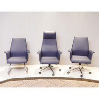 Fauteuil de direction pivotant à hauteur réglable et à dossier moyen Chaise de bureau de directeur moderne en cuir pivotante de luxe