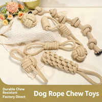 Jouet pour chien en corde de chanvre et coton naturel avec nœuds pour jeu interactif, mastication et tir à la corde, conception anti-déchirure