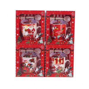 Factory Wholesale <b>Christmas</b> Party Santa Design Red Glazed Printed Cup <b>Christmas</b> Mug With Spoon <b>Gift</b> <b>Box</b> - Product Image 5