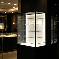 GZowin Umweltfreundlicher Schmuck-Verkaufsstand mit Glasvitrine LED-Beleuchtung Anpassbare Farben für den Außenbereich