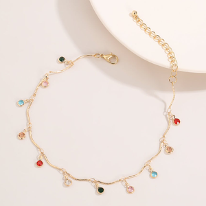 Minos स्टेनलेस स्टील जन्म का रत्न पायल Hypoallergenic आभूषण 18K सोना मढ़वाया आकर्षण जन्म का रत्न पायल - Product Image 6