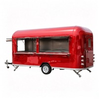 Remorque alimentaire mobile rouge, chariot de concession commercial entièrement équipé en acier inoxydable, remorque de vente pour snacks, bonbons et chips
