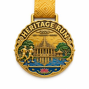 Médailles personnalisées sur mesure avec logo, en métal, émail souple ou dur, plaquées or, pour événements sportifs, marathon, avec ruban. - Product Image 6