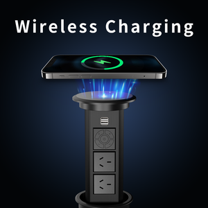 Presa a torre da tavolo con caricatore Wireless 15w con presa da scrivania a potenza intelligente motorizzata impermeabile - Product Image 4