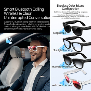 Custom Smart Glasses <strong>Supplier</strong> 500W Camera AI <strong>Photo</strong> Recognition ChatGPT Translation Bilingual Voice Control Magnetic Charging - Product Image 3