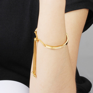 Stainless Steel <b>Adjustable</b> <b>Bracelet</b> 4mm Half Round Chain Gold Silver Unisex Jewelry Gift - Product Image 2