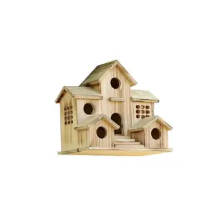 Crafts Wooden Ornaments Wood Bird Nest Creative Pastoral Bird Feeder Outdoor Gardening Pendant Bird Feeder