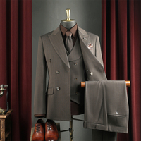 Blazer de costume homme slim croisé élégant décontracté pour l'automne, en tissu polyester/coton anti-plis de haute qualité
