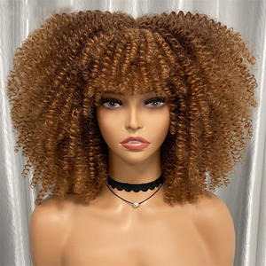 Vente en gros 14 pouces perruques synthétiques <span class=keywords><strong>coiffure</strong></span> africaine courte <span class=keywords><strong>afro</strong></span> perruques crépues bouclées <span class=keywords><strong>pour</strong></span> les femmes noires - Product Image 1