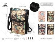 Borsa per Telefono da Donna con Stampa Orso, Guscio Morbido, Tracolla Regolabile, Tasca Frontale con Chiusura a Zip, Stile Cartoon per Tutte le Stagioni - Product Image 1