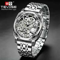 Montre mécanique automatique vintage en acier inoxydable pour homme TEVISE avec logo personnalisé, Reloj Para Hombre