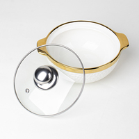 Marmite à soupe de haute qualité avec couvercle en verre et marmite à soupe en céramique à quatre couleurs en relief