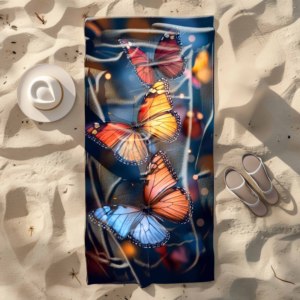 Beach <strong>Towel</strong> Classic Butterfly Print for Bathroom Absorbent Quick Dry Beach <strong>Towel</strong> Custom Soft Shower <strong>Towel</strong> for Travel - Product Image 1