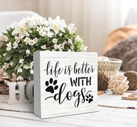 Targa in Legno Leggera Stile Rustico Farmhouse con Citazione per Amanti dei Cani, Decorazione per Scaffali, Tavoli e Scrivanie del Soggiorno