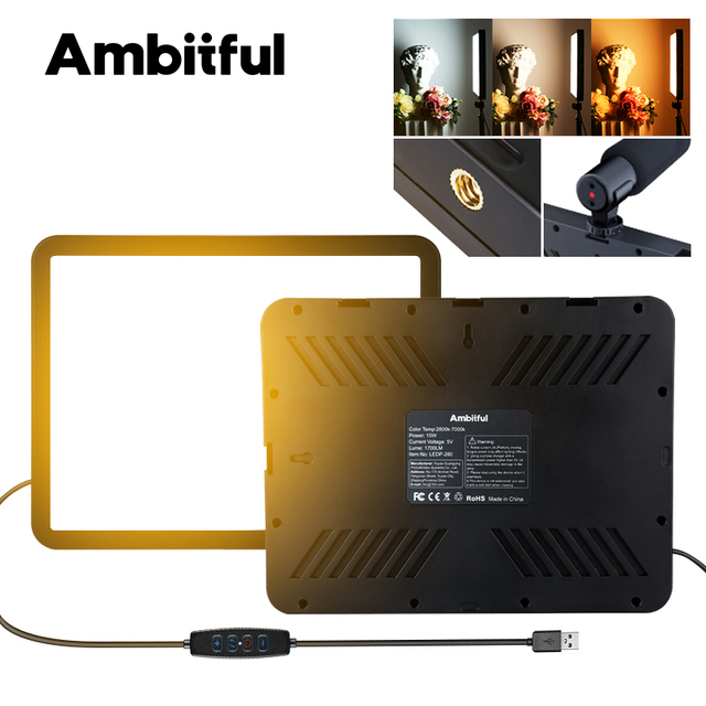 Ambitful LEDP-280 1700lm Portable LED Video Light Camera 2800-7000K Dimmable Photography Lighting Filming Streaming Studio Light