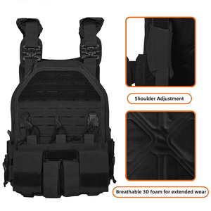 เสื้อกั๊กยุทธวิธีไนลอน 1000D พร้อมช่องใส่แม็กกาซีน 4 ช่อง แบบปลดเร็ว และแผงหลังตาข่าย MOLLE สำหรับการฝึกกลางแจ้ง - Product Image 4