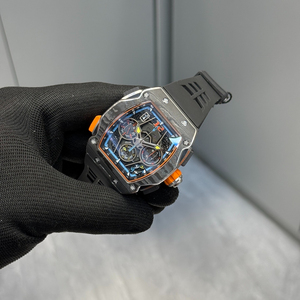 Reloj cronógrafo mecánico de alta calidad para hombre, diseño de coche de carreras con forma de tonneau en aleación de fibra de carbono, reloj automático. - Product Image 3