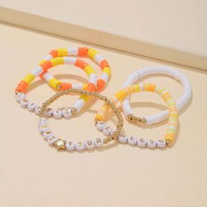 Custom Stretch <b>Beaded</b> <b>Bracelets</b> with Colorful Letter Charms - Personalized Multi-Layer <b>Bracelets</b> for Promotional Gifts - Product Image 2
