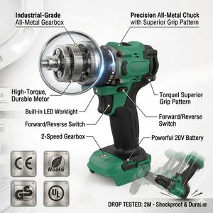 สว่านไร้สายแรงบิดสูง 21v 24v 48v ชุดสว่านลิเธียม พร้อมสว่านไฟฟ้าไร้สายทนทาน พร้อมไขควงและดอกสว่าน - Product Image 3