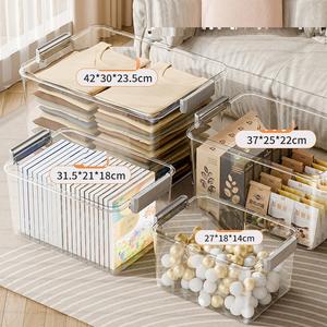 Stackable Large Plastic Containers Clear <b>Storage</b> <b>Bins</b> with <b>Lids</b> and Handle for Snacks - Product Image 2