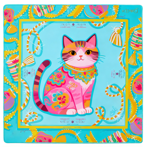Luxury Non-slip Mahjong Mat Kitty Pattern Portable Foldable Rubber Backed Board Games Lockstitch Cloth Poker <b>Entertainment</b> - Product Image 1