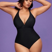 Maillot de bain une pièce dos nu amincissant pour femme, en nylon noir et bleu, grandes tailles L à 4XL, le plus vendu
