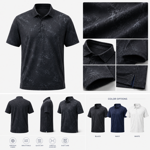 Polo de Golf Personalizado para Hombre, Tejido Texturizado Premium, Estampado Animal, Impresión Digital, Estilo Casual de Negocios para Club de Campo - Product Image 3