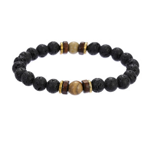 Perles de 8 mm en jaspe naturel, pierre précieuse, avec entretoise en alliage de cuivre doré et bois, pour la somnifération et l'aide au sommeil, perles lâches pour bracelets pour hommes - Product Image 5