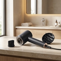 Sèche-cheveux ionique 1600 W à moteur BLDC haute vitesse avec concentrateur, diffuseur et double buse pour séchage rapide en salon, en voyage et à domicile