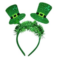 Nouveau serre-tête trèfle irlandais, accessoires de cheveux vert Saint Patrick avec petit chapeau et nœud, mode unisexe, fait main, matériaux variés
