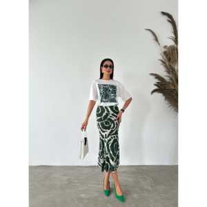 กระโปรงสตรีลายชาติพันธุ์ เอวยางยืด พิมพ์ลาย วิสโคส โพลีเอสเตอร์ ชีฟอง เนื้อผ้านุ่ม - Product Image 1