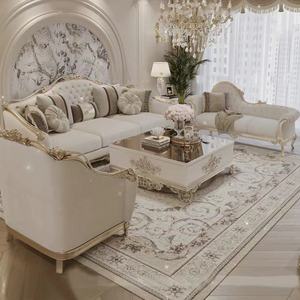 أريكة قطاعية فاخرة على الطراز الفرنسي القصري، مصنوعة من الخشب الصلب المنحوت، بأسلوب أوروبي شبه كلاسيكي لغرفة المعيشة وأثاث الفيلات - Product Image 3