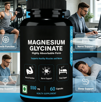 Capsules de glycinate de magnésium de qualité supérieure, forme hautement absorbable, favorise la fonction musculaire, la santé des nerfs et le sommeil, étiquette privée OEM