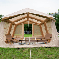 Grande tente de camping familiale d'extérieur gonflable imperméable en toile Oxford coton aérien glamping ouverture automatique rapide kaki >3000mm