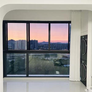 Fenêtre coulissante extérieure moderne, dessus arrondi, en alliage d'aluminium, design de grilles métalliques, forme arrondie, verre pare-balles, antivol, isolation thermique - Product Image 4