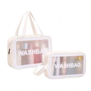 กระเป๋าแต่งหน้าแฟชั่นสำหรับผู้หญิงมีซิปปิดกันน้ำใสติดโลโก้ออกแบบได้เองลายตัวอักษร shijur รุ่น009 - Product Image 3