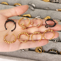 Vente en gros anneaux rotatifs ajustables en acier inoxydable perles plaquées or PVD 18 carats anneaux anxiété Fidget