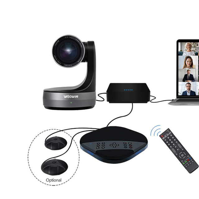 All-in-One Video Conferencing System USB 12X Zoom PTZ Camera Video Conference Microphone for Large Conference Room