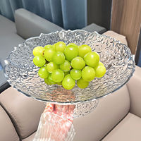 Assiette à fruits en plastique avec trou d'égouttage Plat à noix Bord de vague Porte-bonbons Bol à fruits d'égouttage en plastique transparent