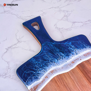 Tablas de Cortar de Resina Epoxi y Madera de Acacia con Diseño de Olas Oceánicas Azules, Personalizadas con Logotipo Grabado, Alta Calidad, Bajo MOQ, Populares - Product Image 5