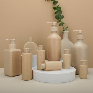 Bộ chai nhựa PET rỗng, thân thiện với môi trường, có thể phân hủy sinh học, kèm nắp tre, dùng đựng dầu gội và sữa dưỡng thể - Product Image 1