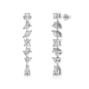Dylam <b>Top</b> Fine Women Jewellery 925 Sterling Silver 5A Cubic Zirconia Shiny Tassel Multiple Stone Stud <b>Earrings</b> for Women - Product Image 1