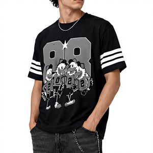 เสื้อยืดแขนสั้นสีดำสำหรับผู้ชาย พิมพ์ลายตัวอักษร สไตล์สตรีท คอกลม ทรงปกติ แห้งเร็ว ผ้าเจอร์ซีย์คอตตอน 100% - Product Image 3