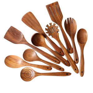Espátula <span class=keywords><strong>de</strong></span> Madera <span class=keywords><strong>de</strong></span> Acacia, Espátula para Ollas, Cuchara para Sopa, Juego <span class=keywords><strong>de</strong></span> Utensilios <span class=keywords><strong>de</strong></span> Cocina <span class=keywords><strong>de</strong></span> 9 Piezas Hecho <span class=keywords><strong>de</strong></span> Madera, Apto para Lavavajillas - Product Image 1