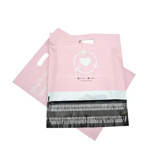 Poly Mailers Handle Double Sealing Tape Recycle Mailing Bags with printing Plastic Mail Packaging Custom Logo for Clothing