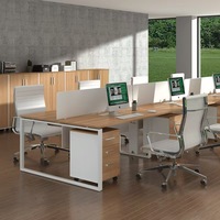 Muebles de Oficina para Coworking, Escritorio para Computadora, Estación de Trabajo para Empleados, Escritorio de Oficina, Estaciones de Trabajo Combinadas con Pantalla para 2 o 4 Personas