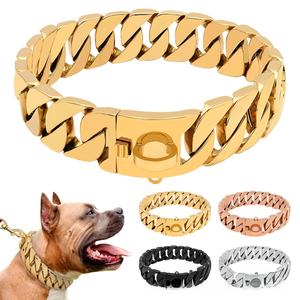 Rarewe Pet Supplies Cuban Gold Hunde halskette 32MM Edelstahl Hunde kette Heavy Duty 30 Zoll Luxus Hunde halsband - Product Image 2